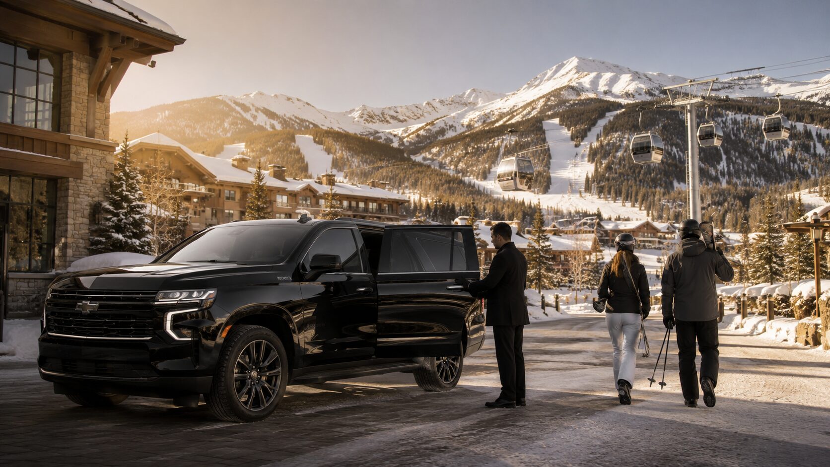 Luxury SUV on the road into Vail